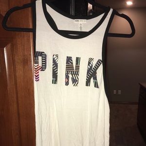 PINK white tank top